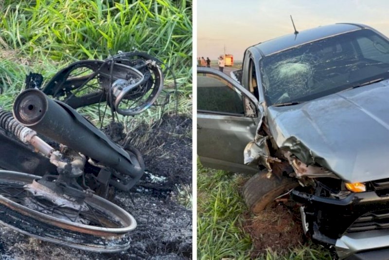Motociclista morre após colisão e moto pegar fogo na rodovia BR-376