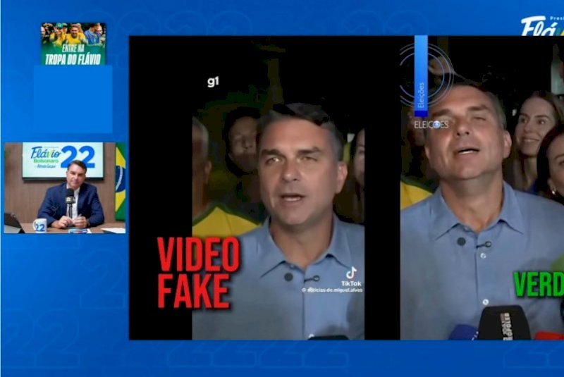 Flávio Bolsonaro mostra vídeos feitos com deepfake e ataca o PT