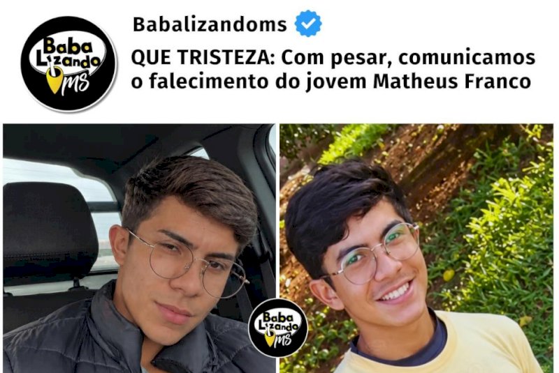 Sidrolândia – Com pesar, comunicamos o falecimento do jovem Matheus Franco, vítima de um grave acidente de motocicleta