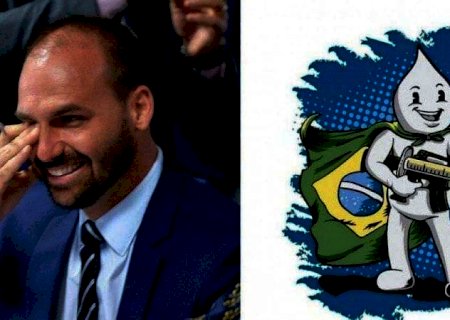 Eduardo Bolsonaro posta Zé Gotinha apontando fuzil com formato de seringa