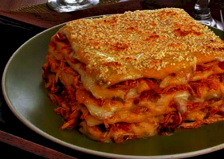 Lasanha de frango rosé para o jantar