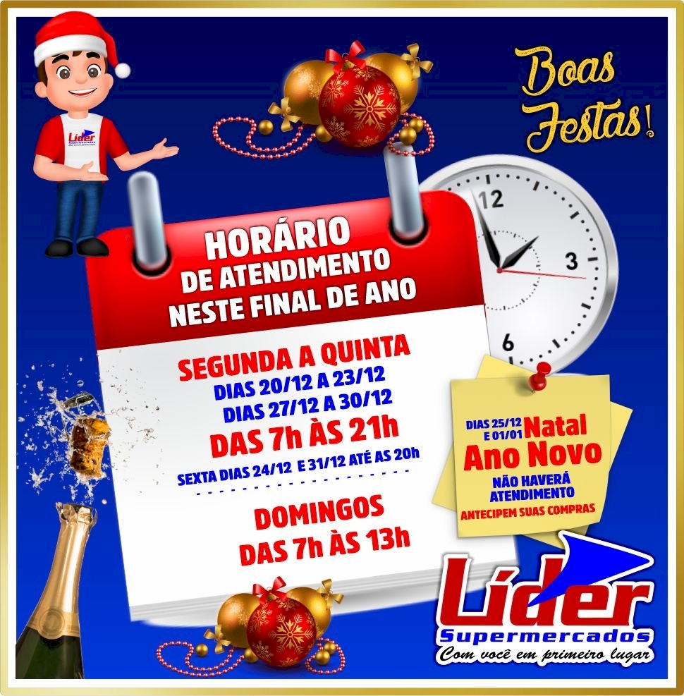 Confira o horário de Atendimento do Lider Supermercado de Itaporã até dia 31