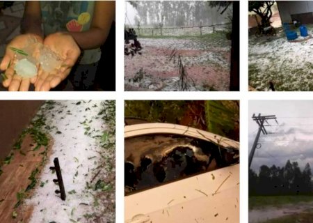 Forte temporal com granizo fazem estragos em cidades de MS