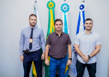 Prefeito Marcos Calderan recebe novo Delegado de Maracaju