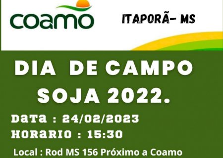 O tradicional dia de campo da unidade da Coamo de Itaporã, será realizado no dia 24