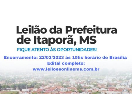 Leilão de bens da prefeitura municipal de Itaporã no site www.leiloesonlinems.com.br