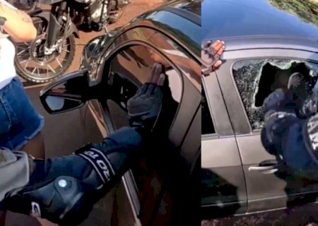 VÍDEO: Polícia quebra vidro e resgata criança presa dentro de carro em Dourados