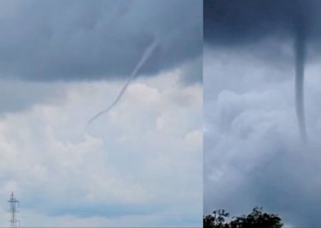 VÍDEO: Nuvem funil surpreende moradores durante temporal em Sidrolândia