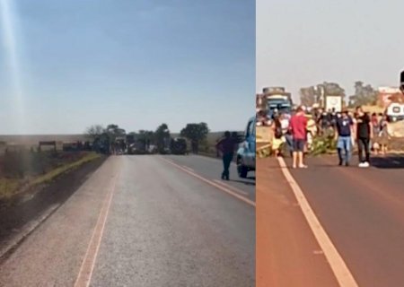PRF/MS negocia circulação de veículos de emergência em bloqueio em duas rodovias federais