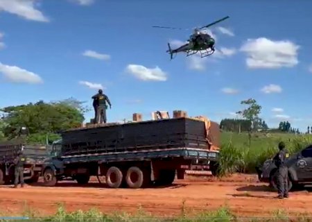 Vídeos - Helicóptero do DOF auxilia na apreensão de carga milionária de cigarros e agrotóxicos