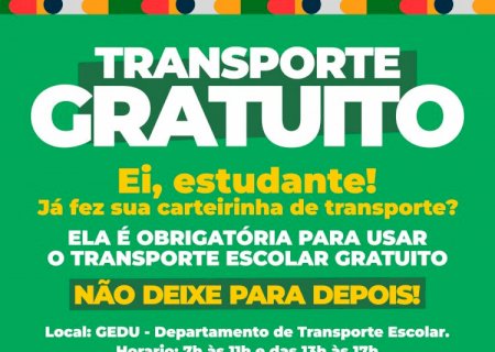 Prefeitura de Itaporã orienta sobre emissão e renovação da carteirinha do Transporte Escolar Gratuito