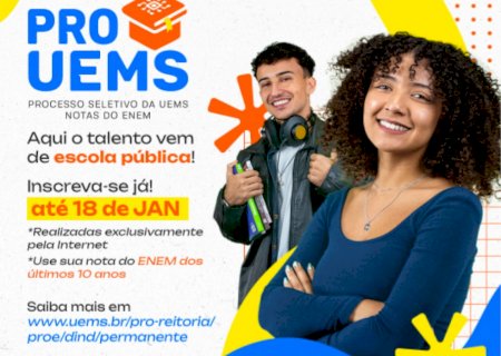 Inscrições do PROUEMS 2026 terminam no próximo domingo