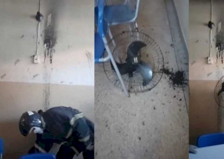 Ventilador de escola pega fogo e mobiliza bombeiros em Corumbá (vídeo)