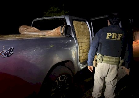 Perseguição termina com apreensão de 2t de maconha em caminhonete furtada