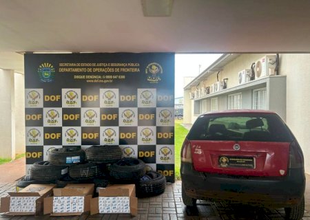Motorista é abordado com pneus sem nota fiscal e cigarros para revenda